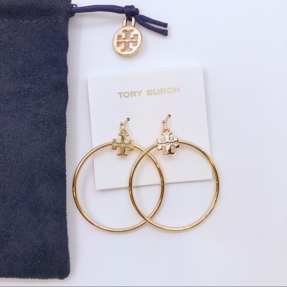 Tory Burch Jewelry - Tory Burch Stacked T Logo Hoop Earrings